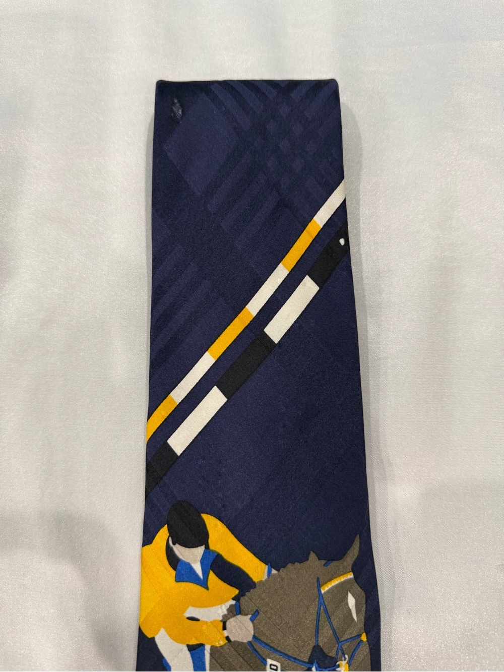 Polo by Ralph Lauren Navy Equestrian Print Silk Mens Tie - Picture 12 of 14